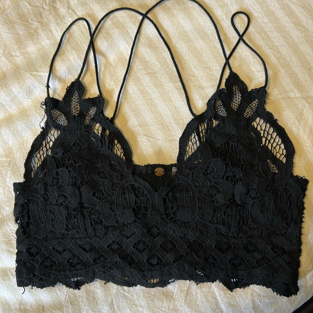 Free People Black Lacey Bralette